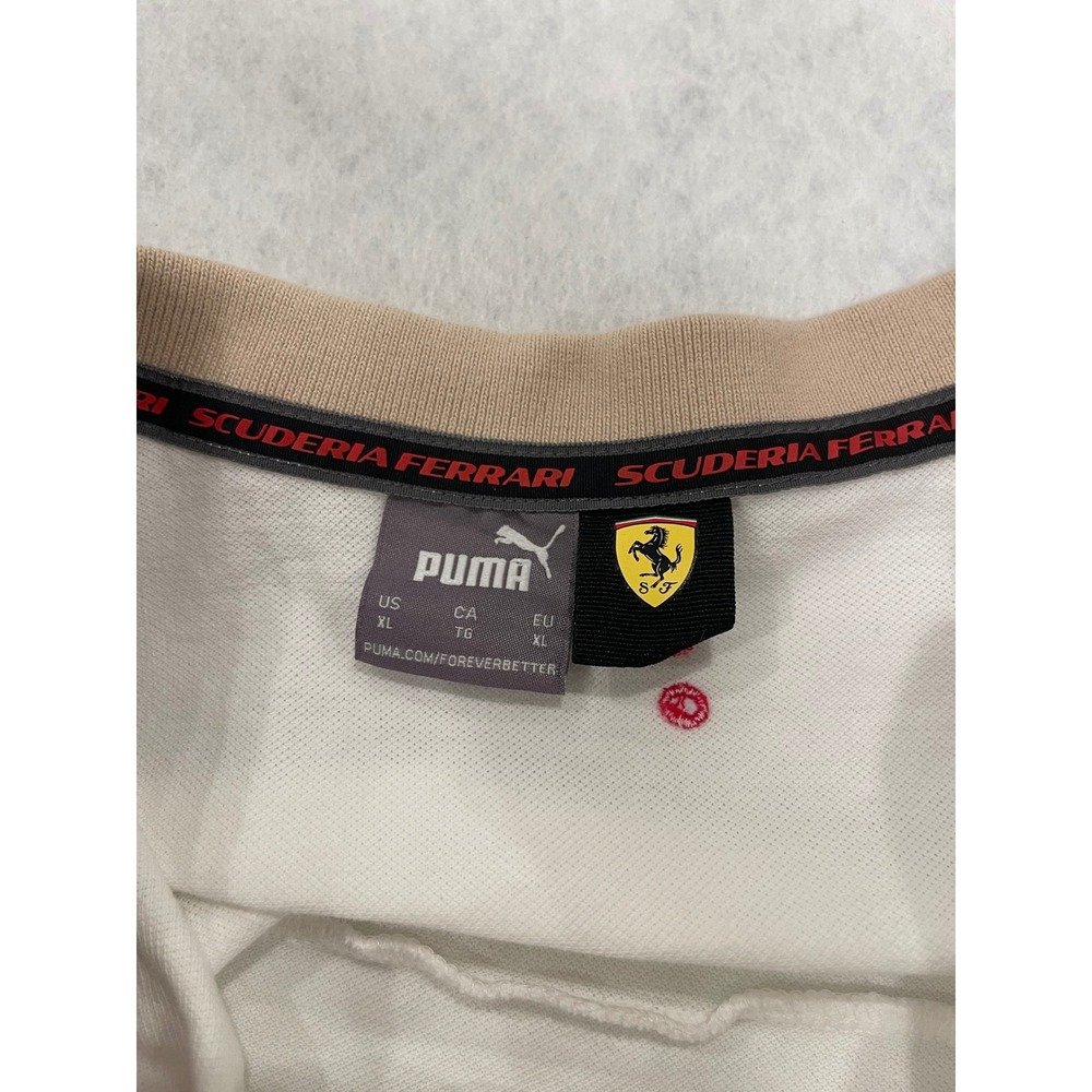 Puma Scuderia Ferrari Polo Shirt White Tan XL Mens Womens blokecore‎ sporty - Picture 4 of 8